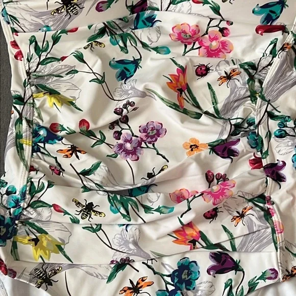 Betsey Johnson One Piece Bandeau Swimsuit Botarical Floral print size Med NWT - Picture 3 of 10